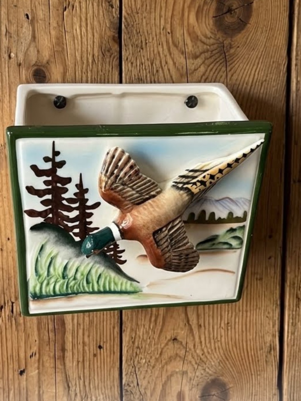 Vintage Decorative Ceramic Wall Hung Vase with 3D goose